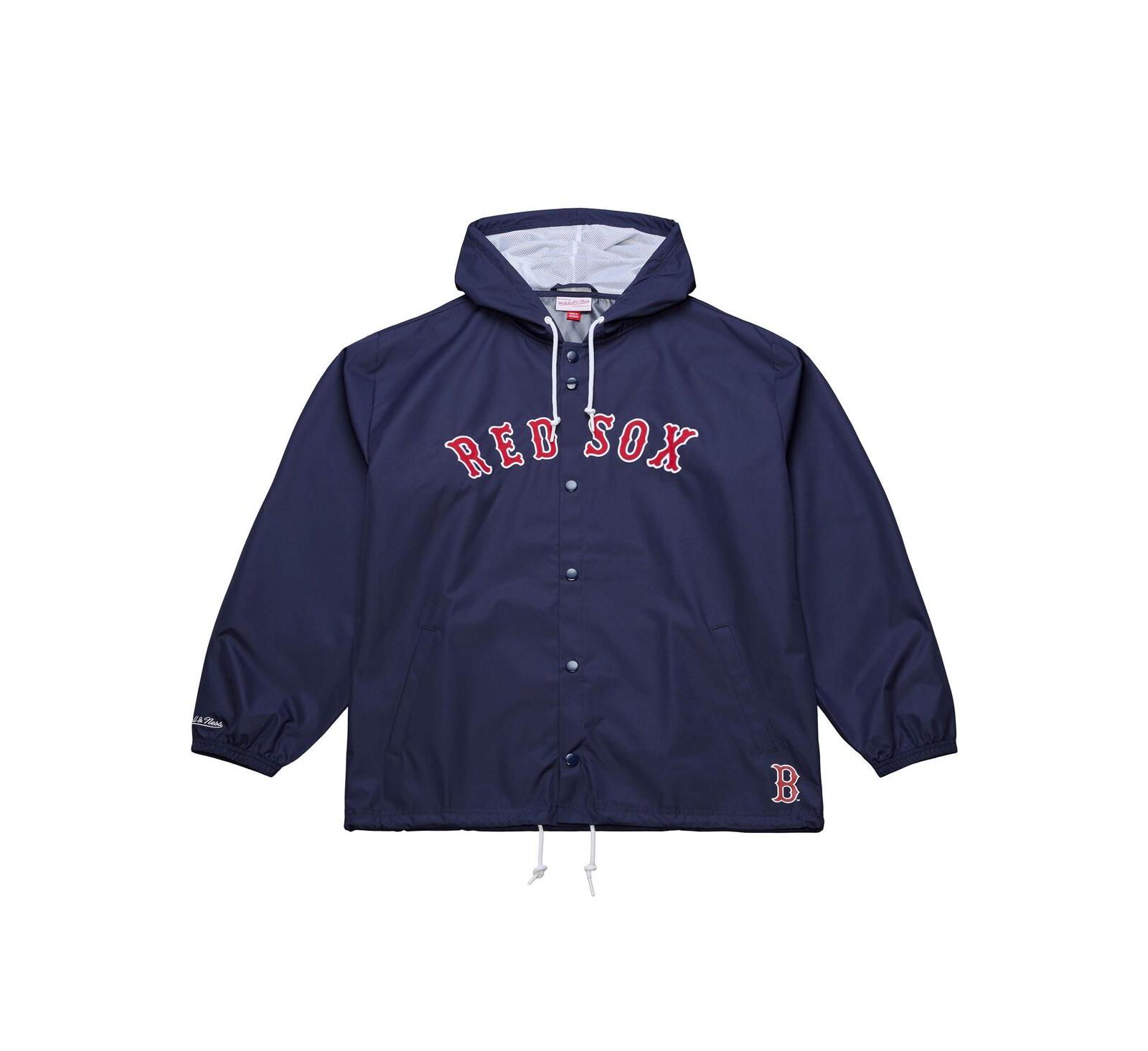 Mitchell & Ness Men's Navy Boston Red Sox Full-Snap Hooded Coaches Jacket