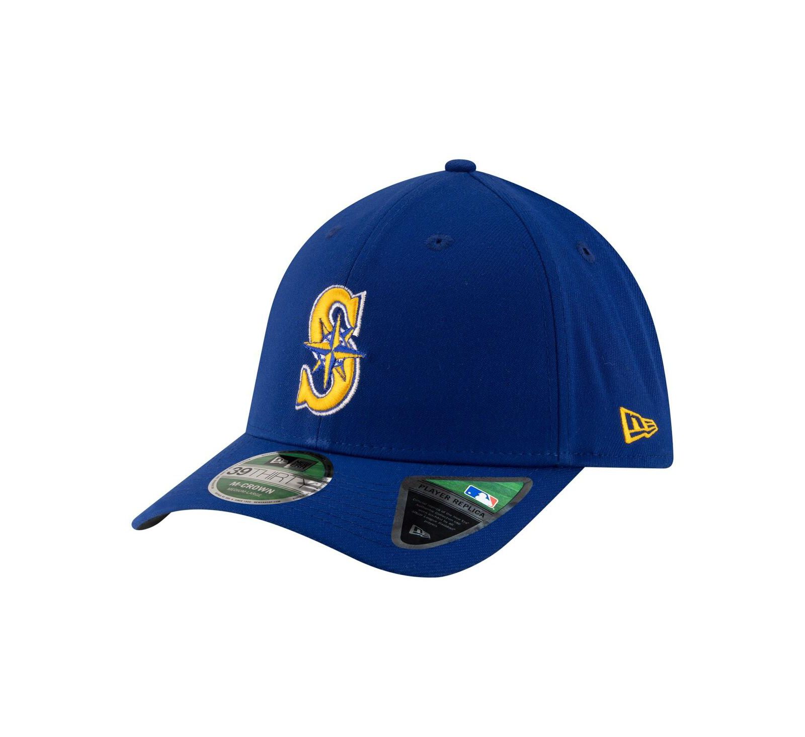 Кепка New Era Men's Blue Seattle Mariners Player Replica 39THIRTY M-Crown Flex
