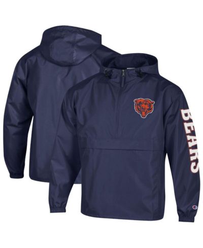 Мужская ветровка Champion Navy Chicago Bears Packable Hooded Windbreaker Half-Zip Jacket