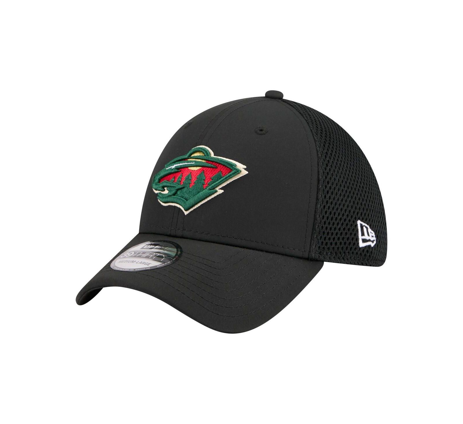 Кепка New Era Men's Black Minnesota Wild Logo 39THIRTY Flex