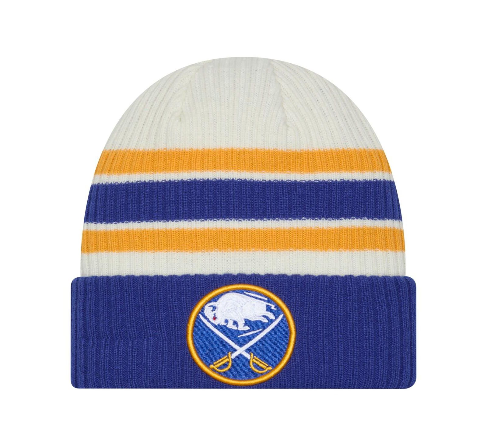 New Era Men's Cream/Royal Buffalo Sabres Vintage Cuffed Knit Hat