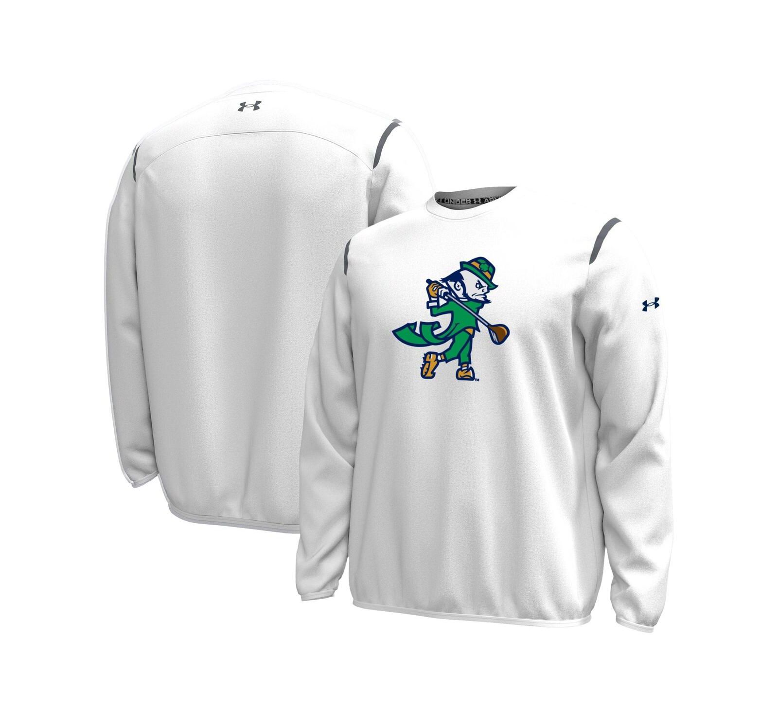 Under Armour Men's White Notre Dame Fighting Irish Golf Leprechaun Chenille Patch Unstoppable Sweatshirt