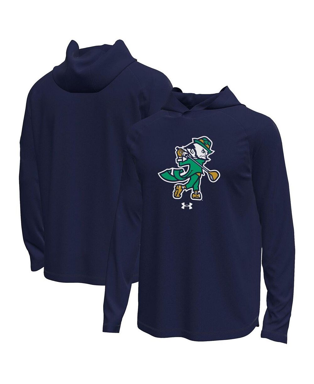 Under Armour Мужской Navy Notre Dame Fighting Irish Golf Leprechaun Tech Stretch Long Sleeve Hooded T-Shirt