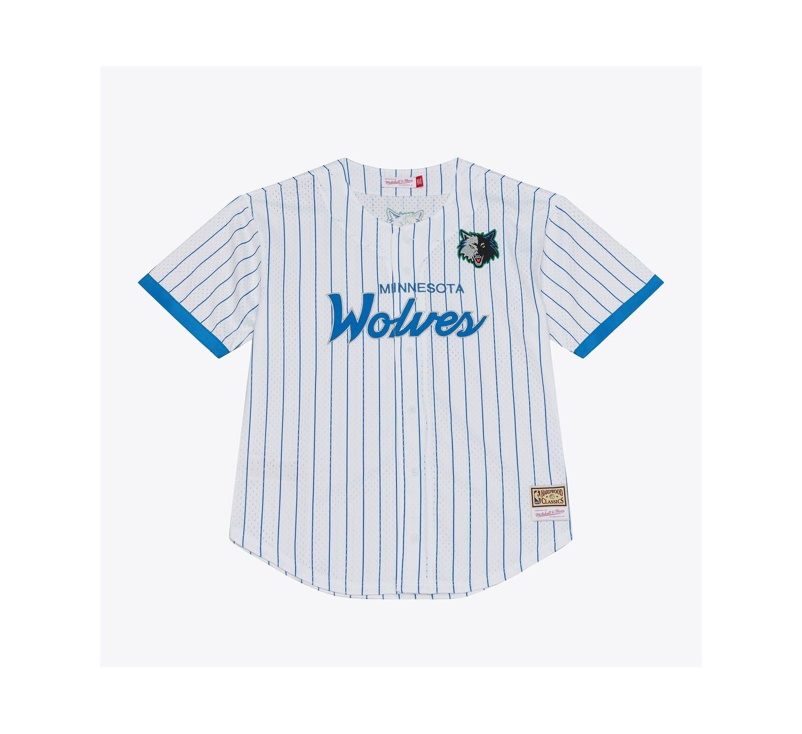 Мужская бейсбольная джерси Mitchell & Ness Minnesota Timberwolves Head Coach Pinstripe Mesh Full-Button