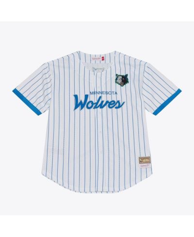 Мужская бейсбольная джерси Mitchell & Ness Minnesota Timberwolves Head Coach Pinstripe Mesh Full-Button