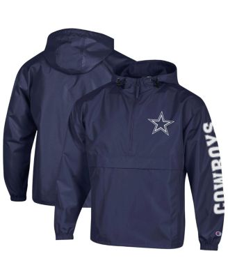 Мужская ветровка Champion Navy Dallas Cowboys Packable Hooded Windbreaker Half-Zip Jacket