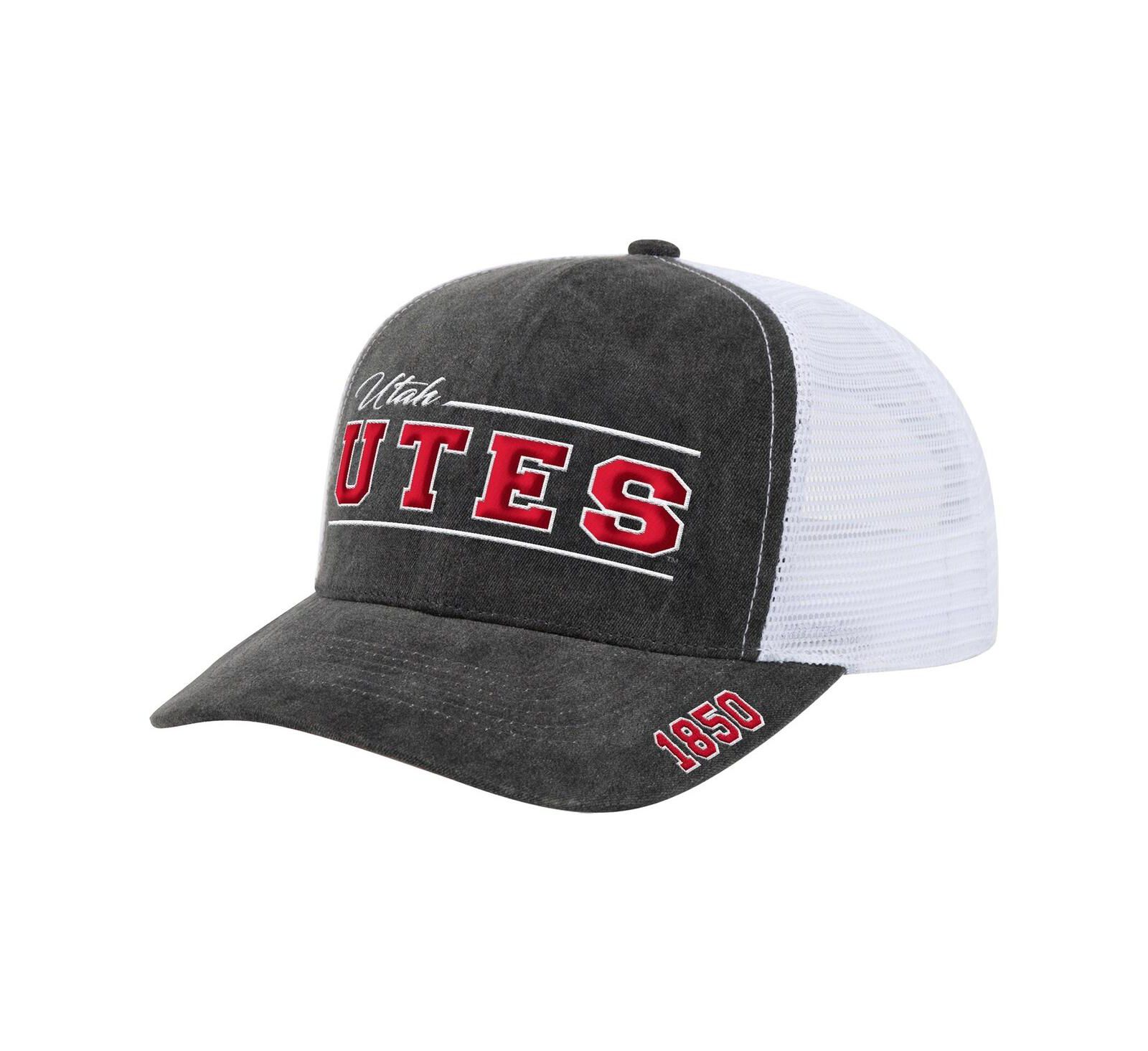 Мужская и женская кепка Colosseum Gray Utah Utes Billy 2400 Adjustable Trucker Hat