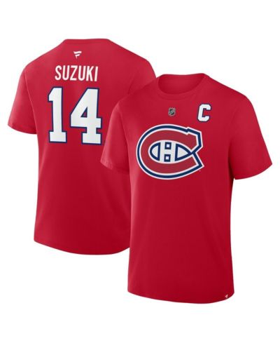 Fanatics Men's Nick Suzuki Red Montreal Canadiens Authentic Stack Name & Number T-Shirt