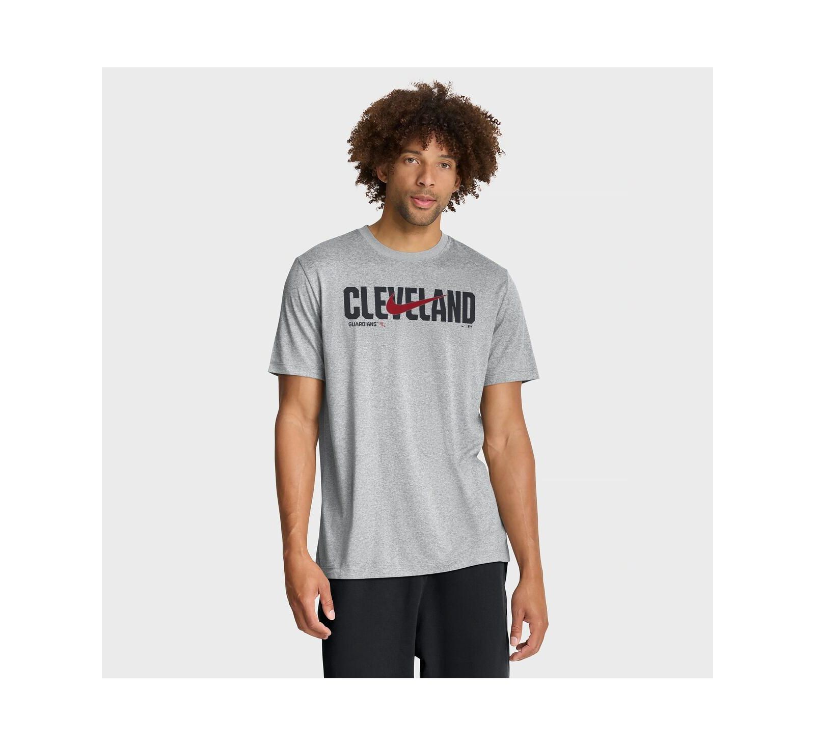 Nike Мужской Heather Gray Cleveland Guardians Swoosh Legend Dri-FIT T-Shirt