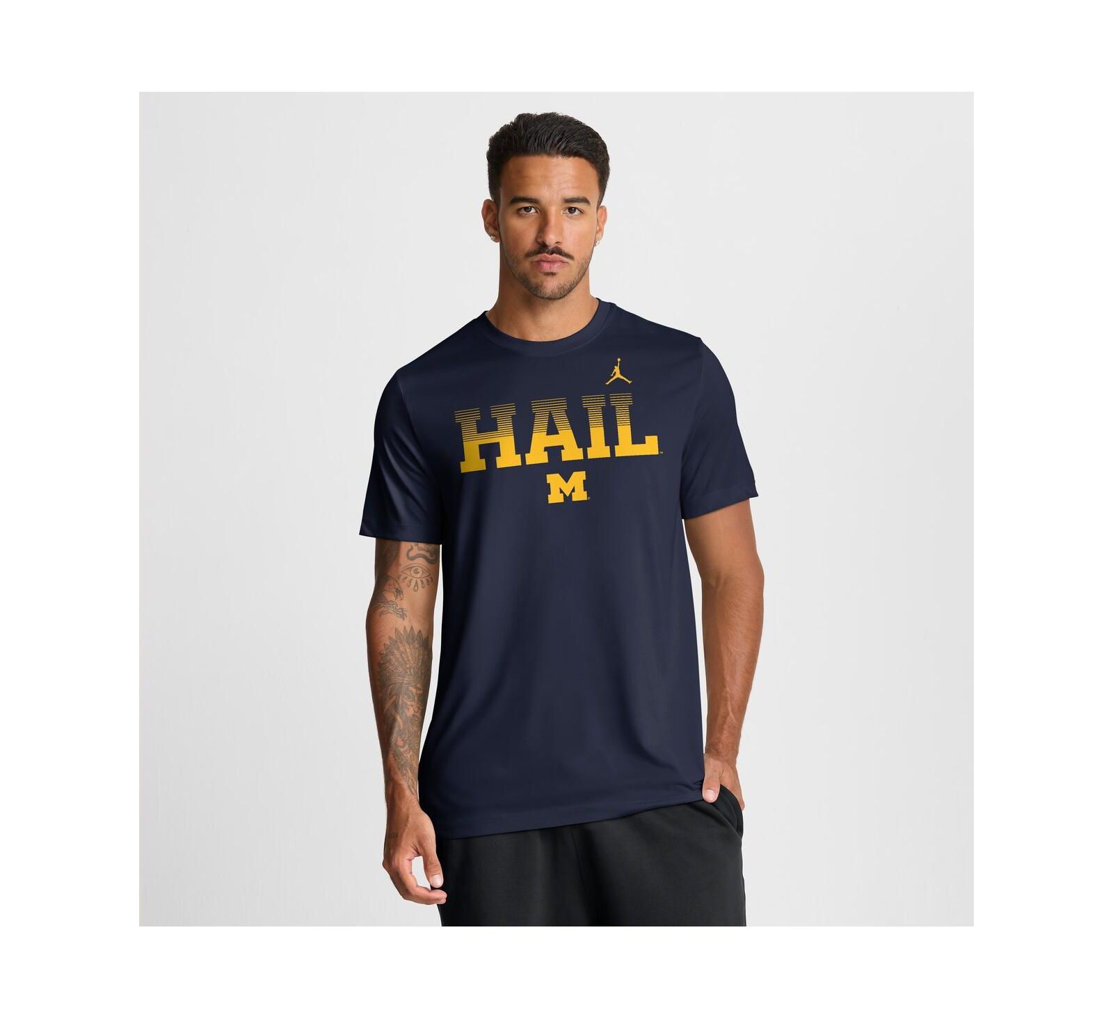 Мужская футболка Jordan Michigan Wolverines Primetime Legend Kinetic Mantra Dri-FIT, Navy