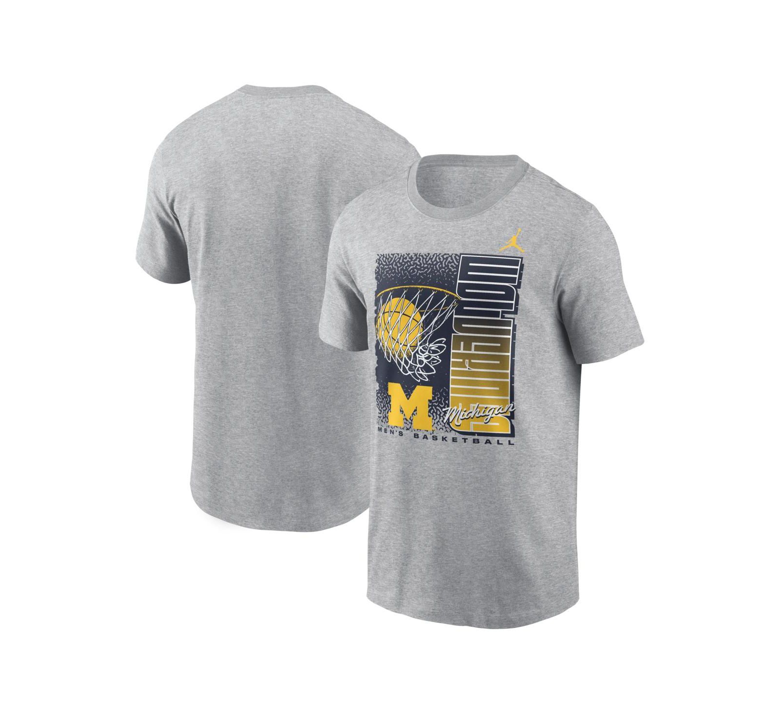 Мужская футболка Jordan Michigan Wolverines Basketball Refresh, Heather Gray
