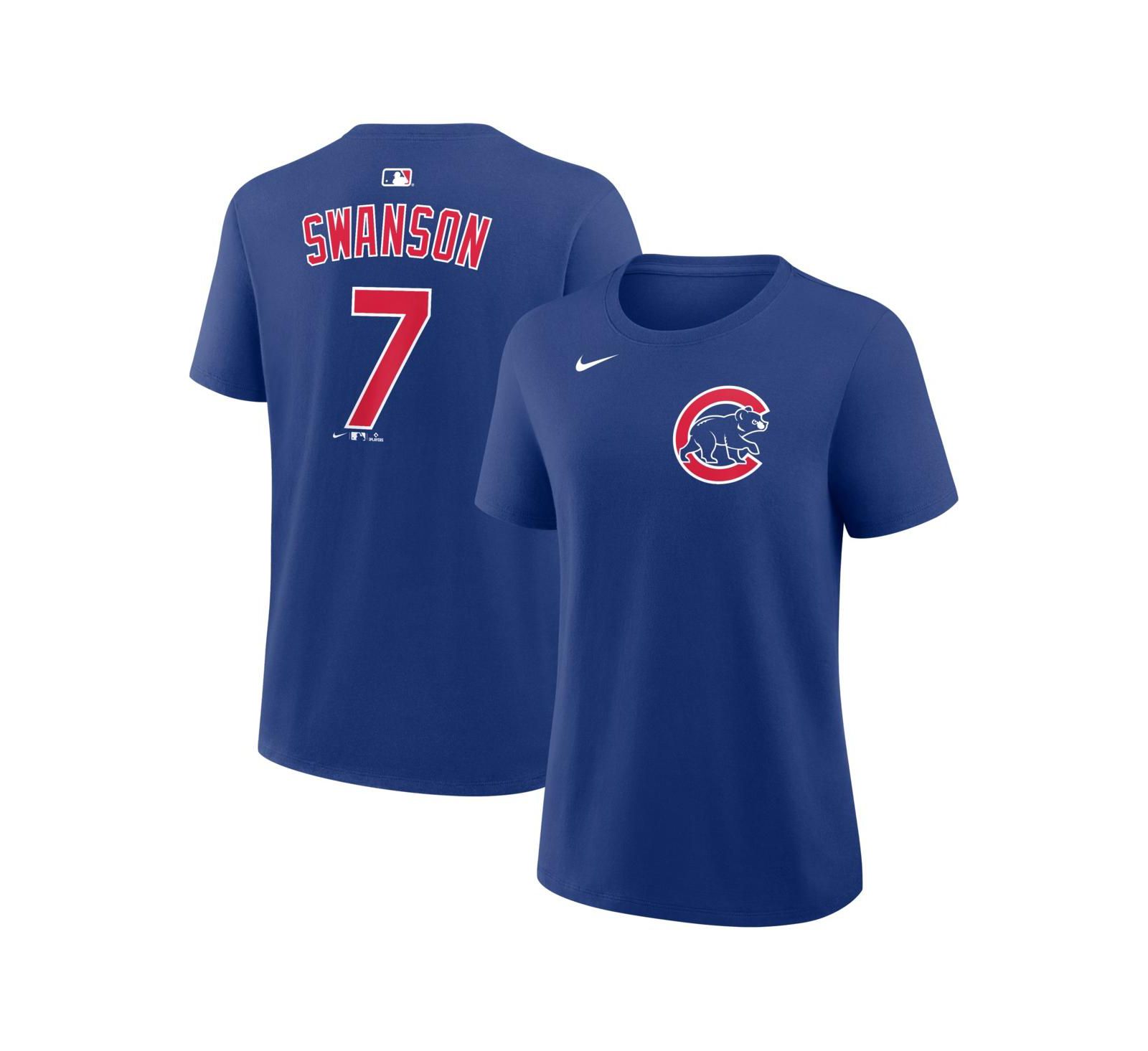 Nike Women's Dansby Swanson Royal Chicago Cubs Name and Number T-Shirt