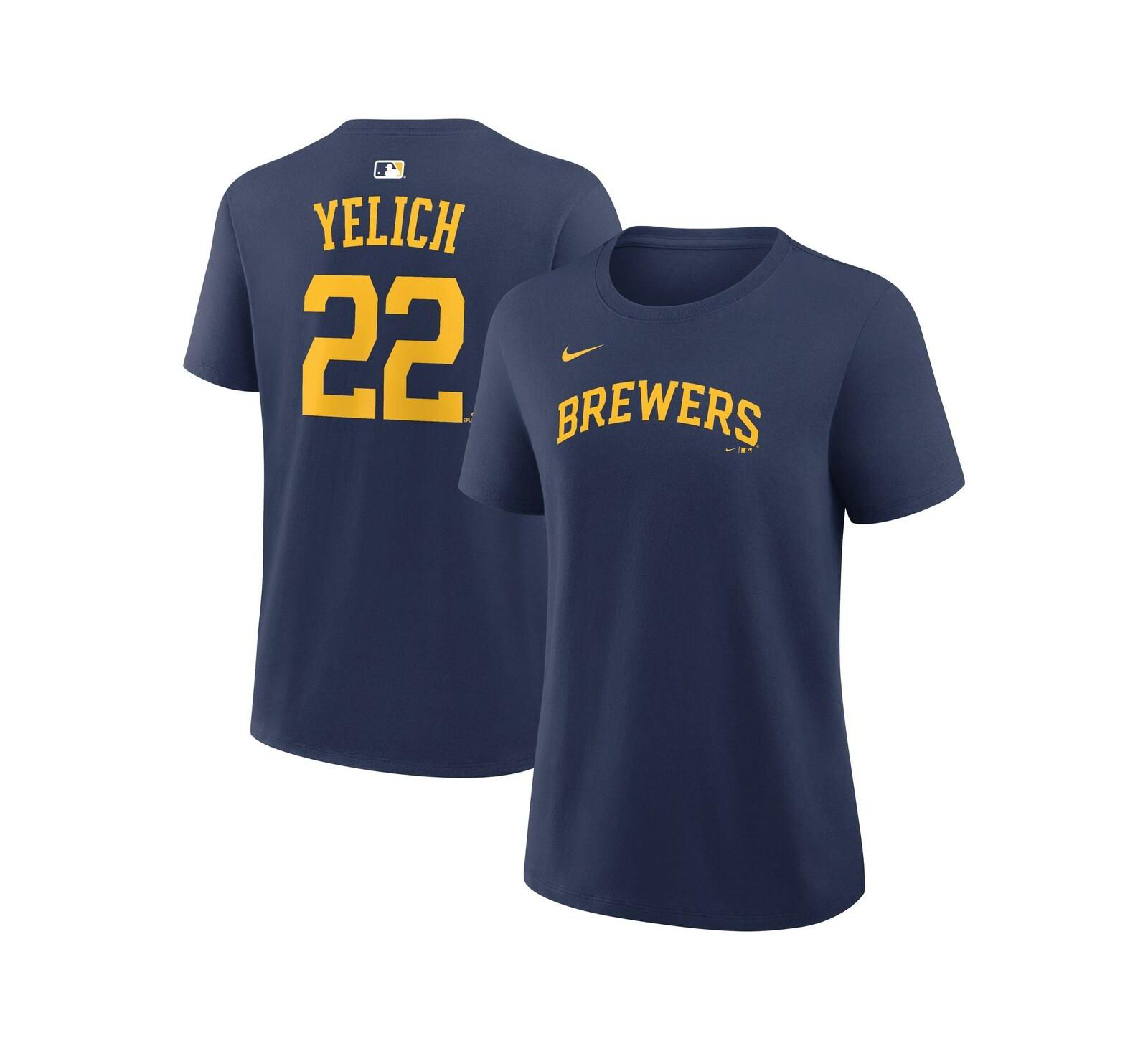 Nike Women's Christian Yelich Navy Milwaukee Brewers Name and Number T-Shirt