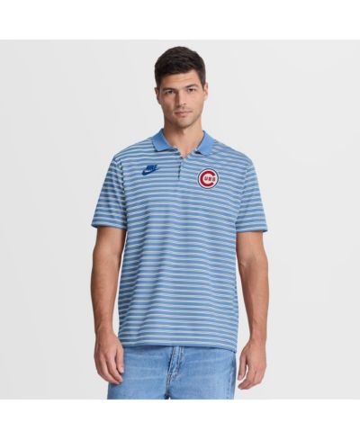 Мужская поло Nike Chicago Cubs Cooperstown Collection Dri-FIT Victory в полоску светло-голубого цвета