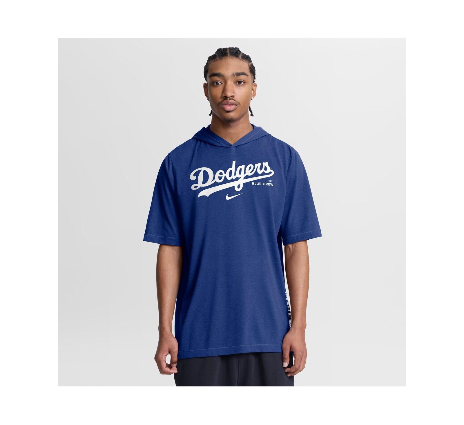 Nike Men's Royal Los Angeles Dodgers Arched Wordmark Tri-Blend Hooded T-Shirt
