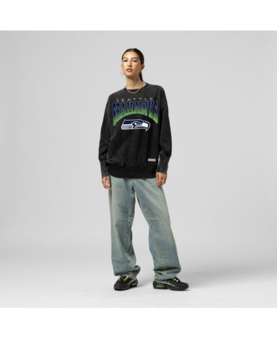 Mitchell & Ness женская толстовка с круглым вырезом Seattle Seahawks, черная, с эффектом выстиранного минерала