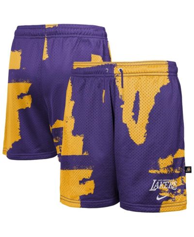 Nike тренировочные шорты Dri-FIT Mesh для мальчиков и девочек, фиолетовые Los Angeles Lakers Courtside Pro Shot