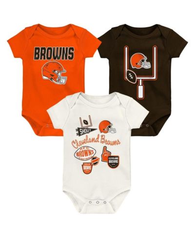 Outerstuff Baby Boys and Girls 3-Pack Cleveland Browns Littlest Player Bodysuit Set