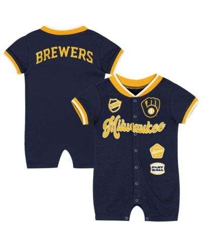 Outerstuff Baby Boys and Girls Navy Milwaukee Brewers Pinch Coverall