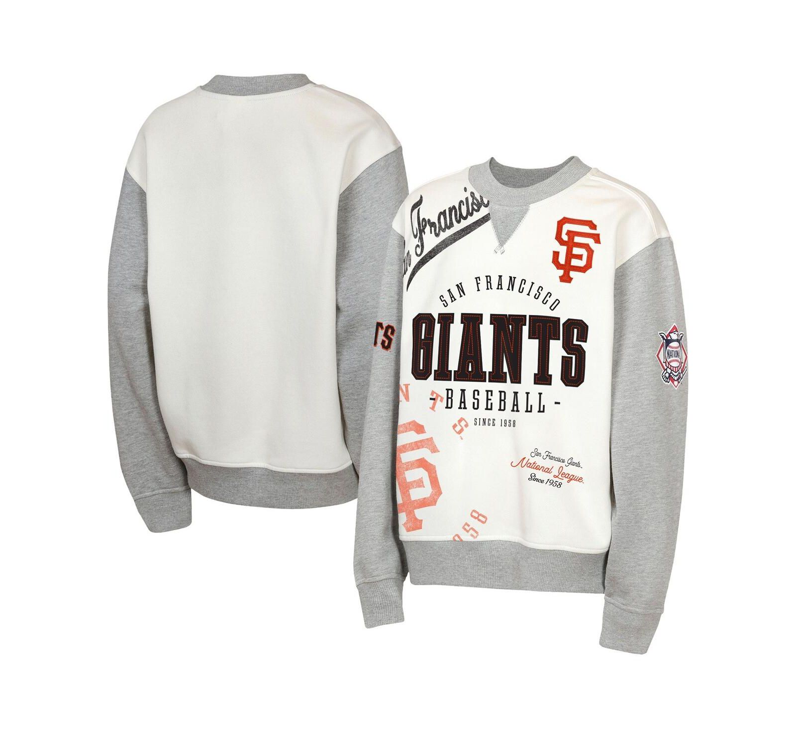 Свитшот Outerstuff Big Boys and Girls Cream/Gray San Francisco Giants Big League Power Hit Fleece