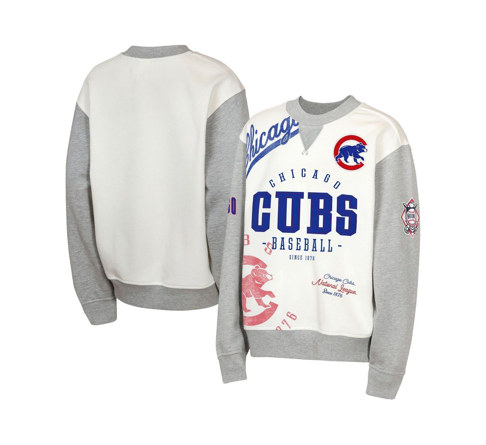 Флисовая толстовка Outerstuff Chicago Cubs Big League Power Hit для мальчиков и девочек, кремово-серая