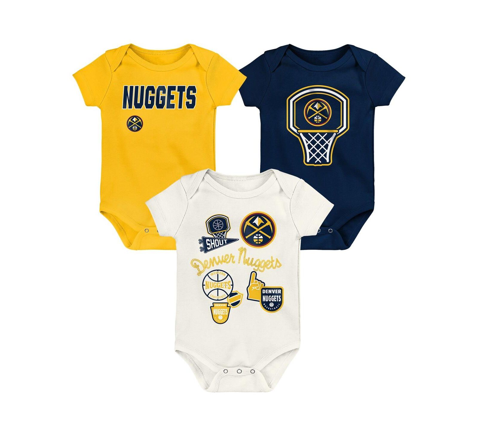 Outerstuff Baby Boys and Girls 3-Pack Denver Nuggets Littlest Player Bodysuit Set