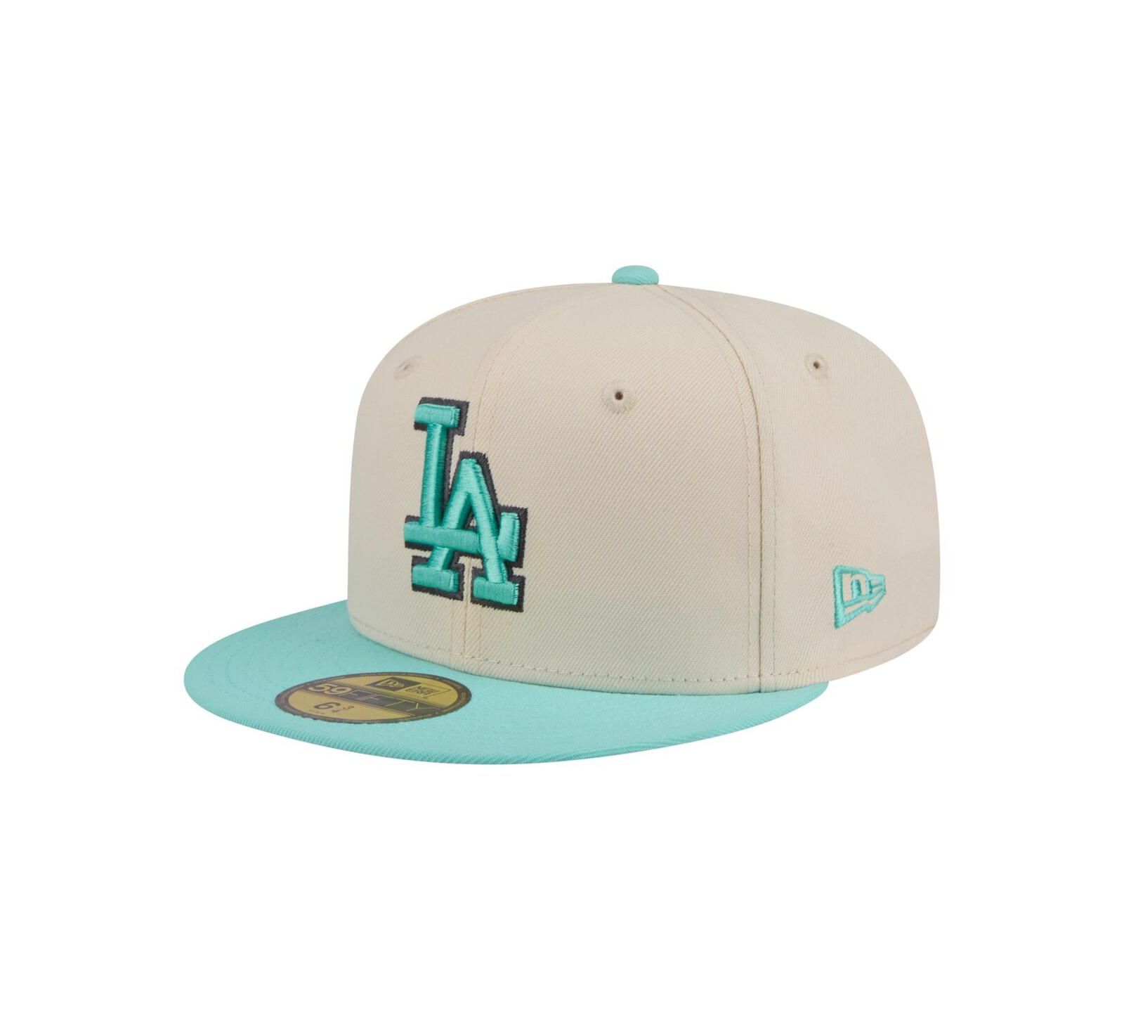 Мужская бежевая/бирюзовая кепка New Era Los Angeles Dodgers 59FIFTY Fitted Hat