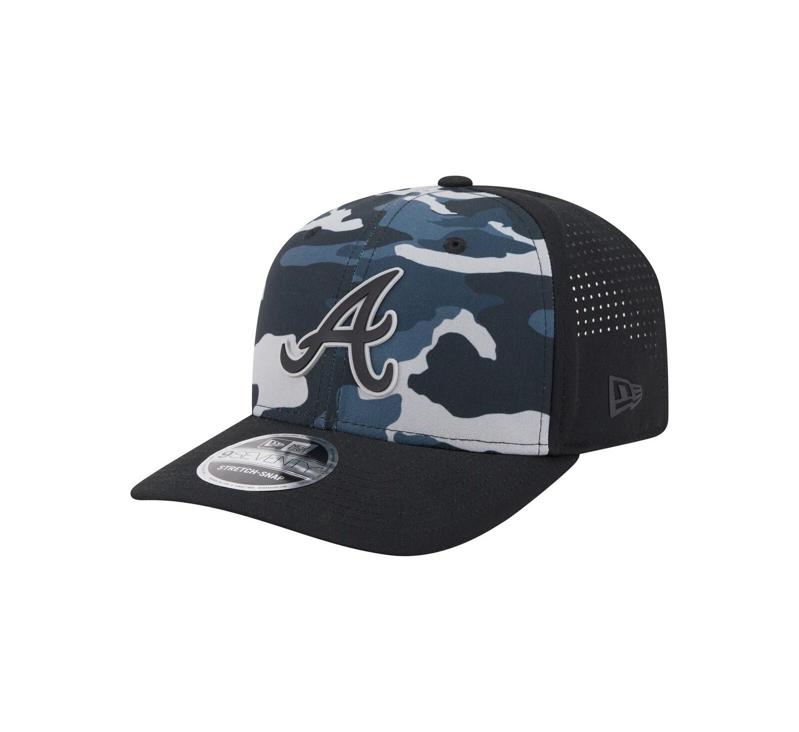New Era Men's Black Atlanta Braves Tonal Camo 9SEVENTY Stretch-Snap Hat
