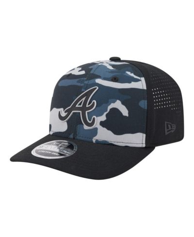 New Era Men's Black Atlanta Braves Tonal Camo 9SEVENTY Stretch-Snap Hat