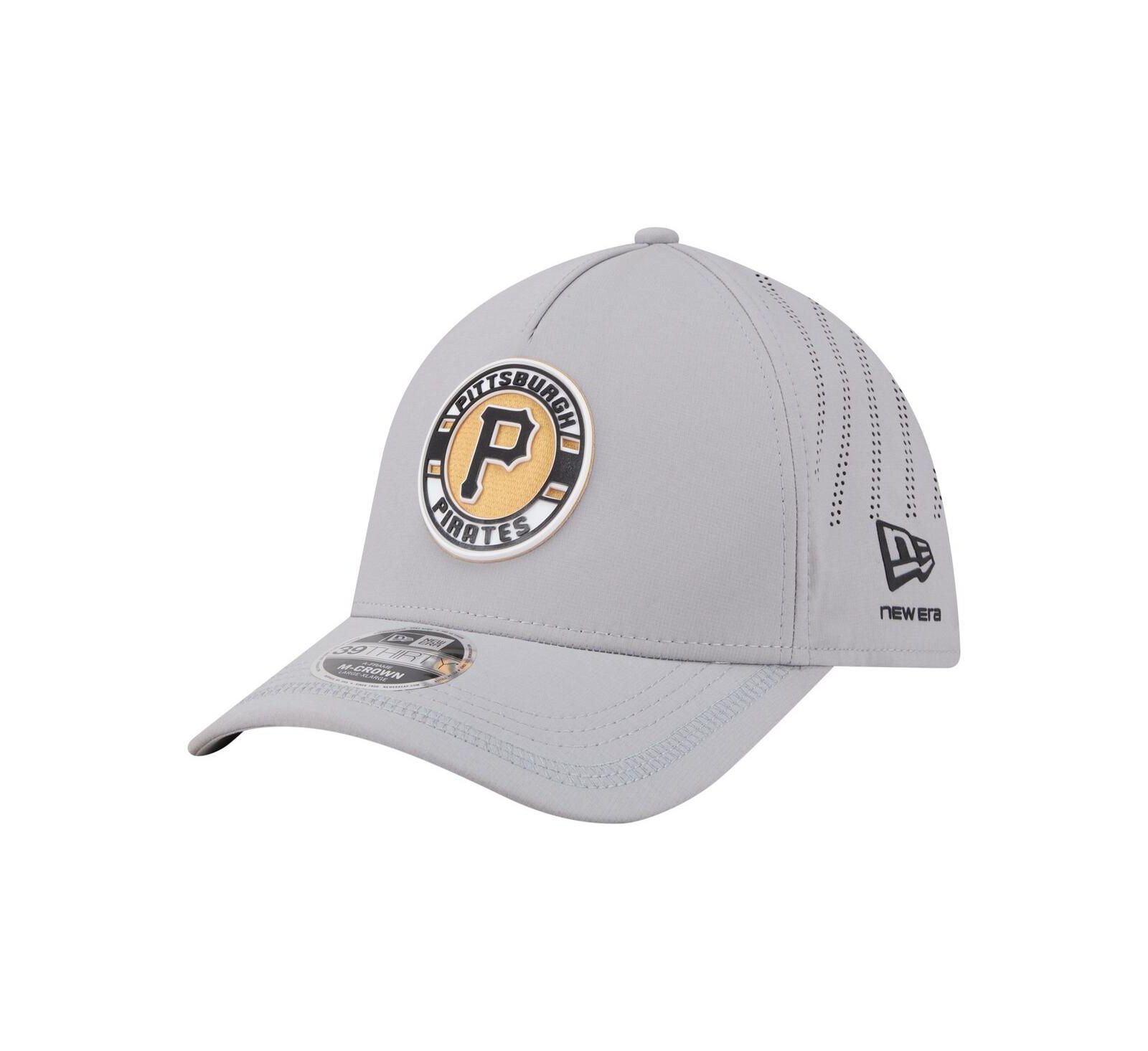 New Era Men's Gray Pittsburgh Pirates Patch 39THIRTY A-Frame M-Crown Perforated Flex Hat