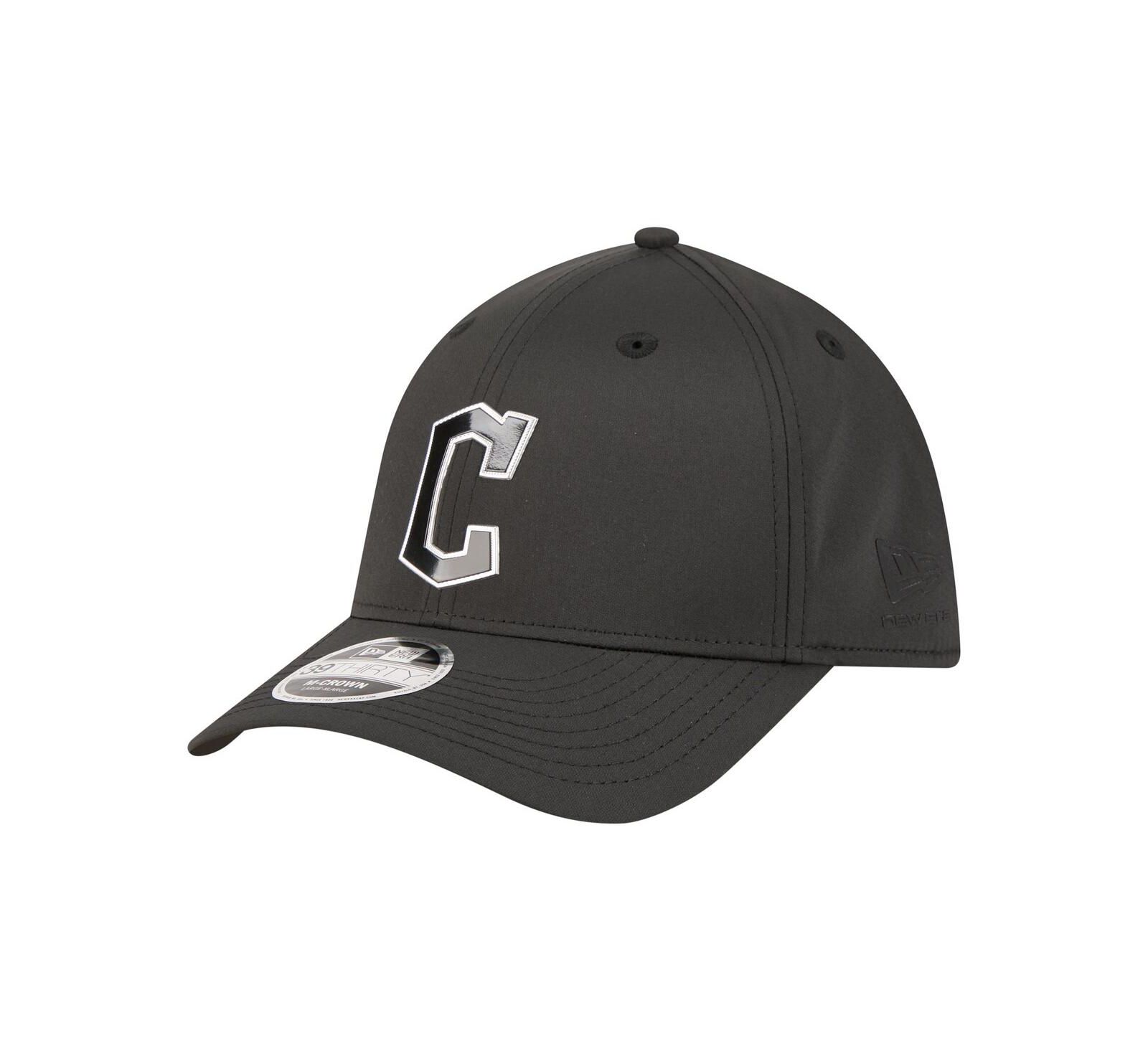 New Era Мужская черная кепка Cleveland Guardians Metallic 39THIRTY M-Crown Flex
