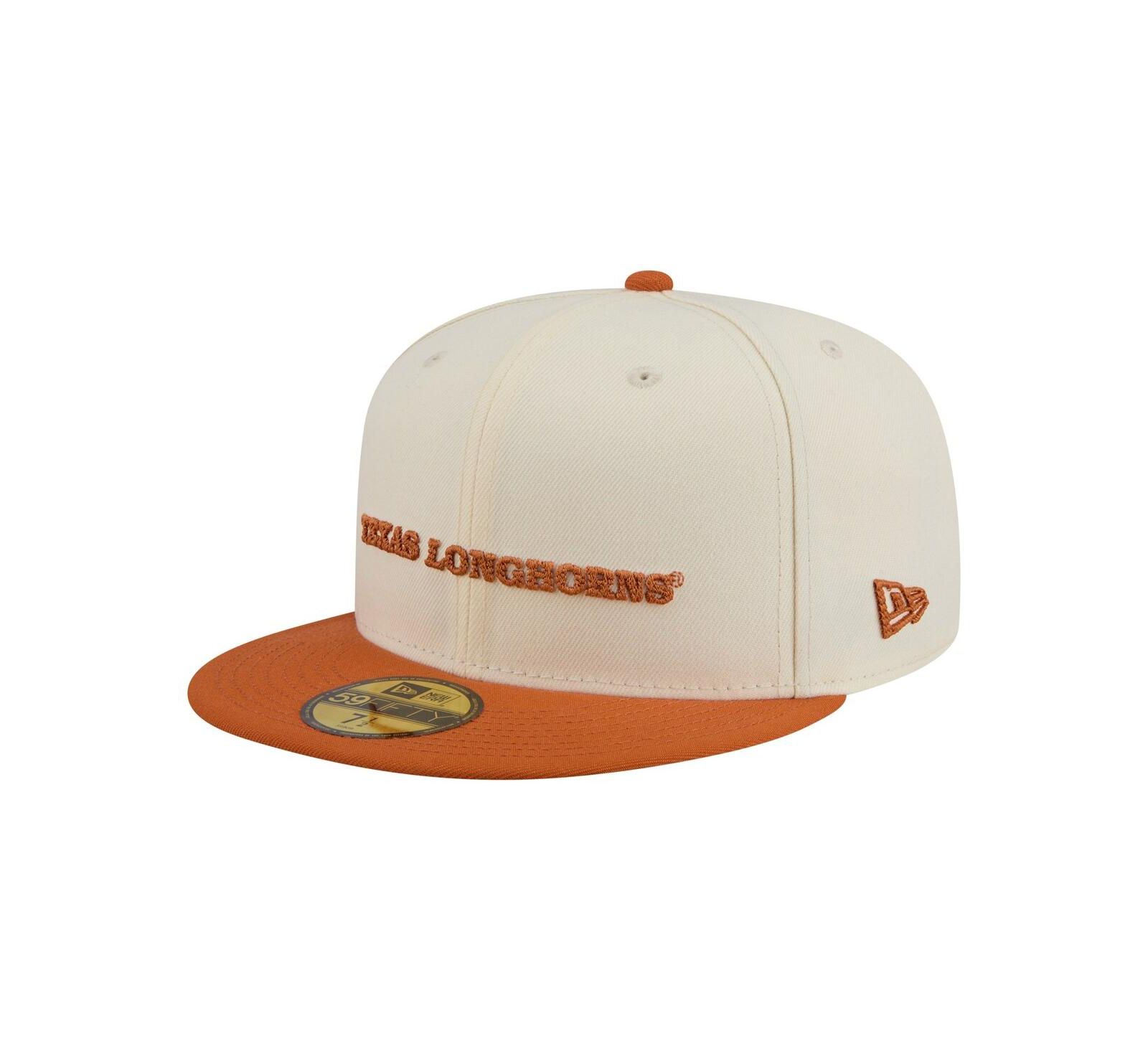 New Era Men's Cream/Texas Orange Texas Longhorns Two-Tone Script 59FIFTY Fitted Hat