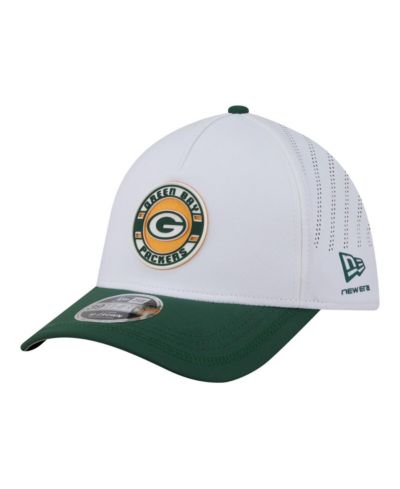 Мужская кепка New Era Green Bay Packers Patch 39THIRTY A-Frame M-Crown Perforated Flex, белый и зеленый цвета