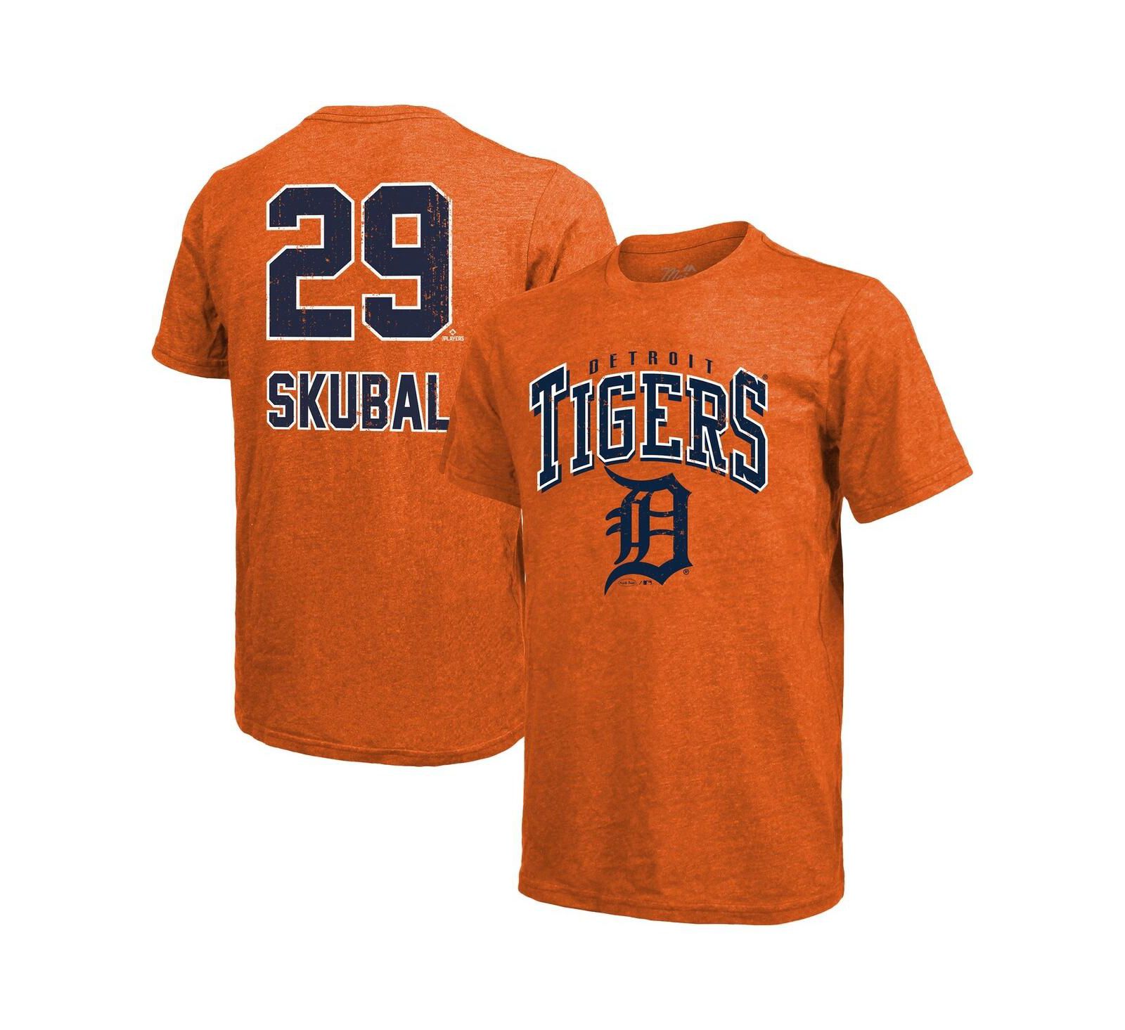 Футболка Majestic Threads Men's Tarik Skubal Orange Detroit Tigers Triblend Name & Number