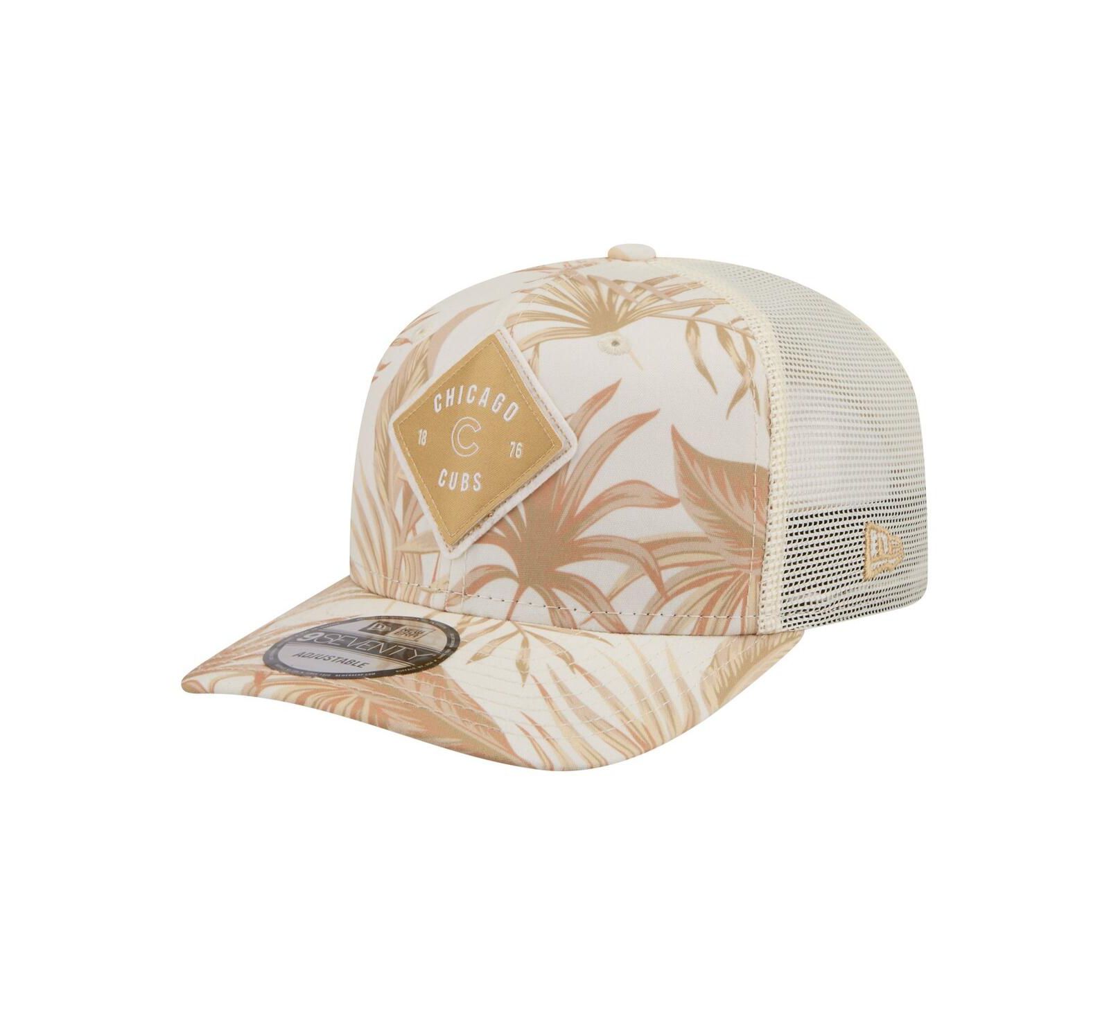 New Era Men's Tan Chicago Cubs Tonal Palm 9SEVENTY Adjustable Trucker Hat