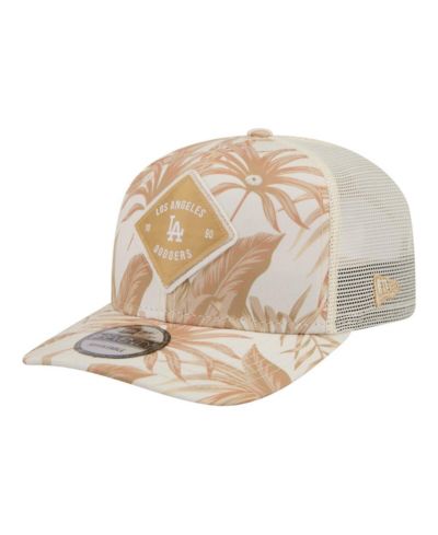 New Era Men's Tan Los Angeles Dodgers Tonal Palm 9SEVENTY Adjustable Trucker Hat