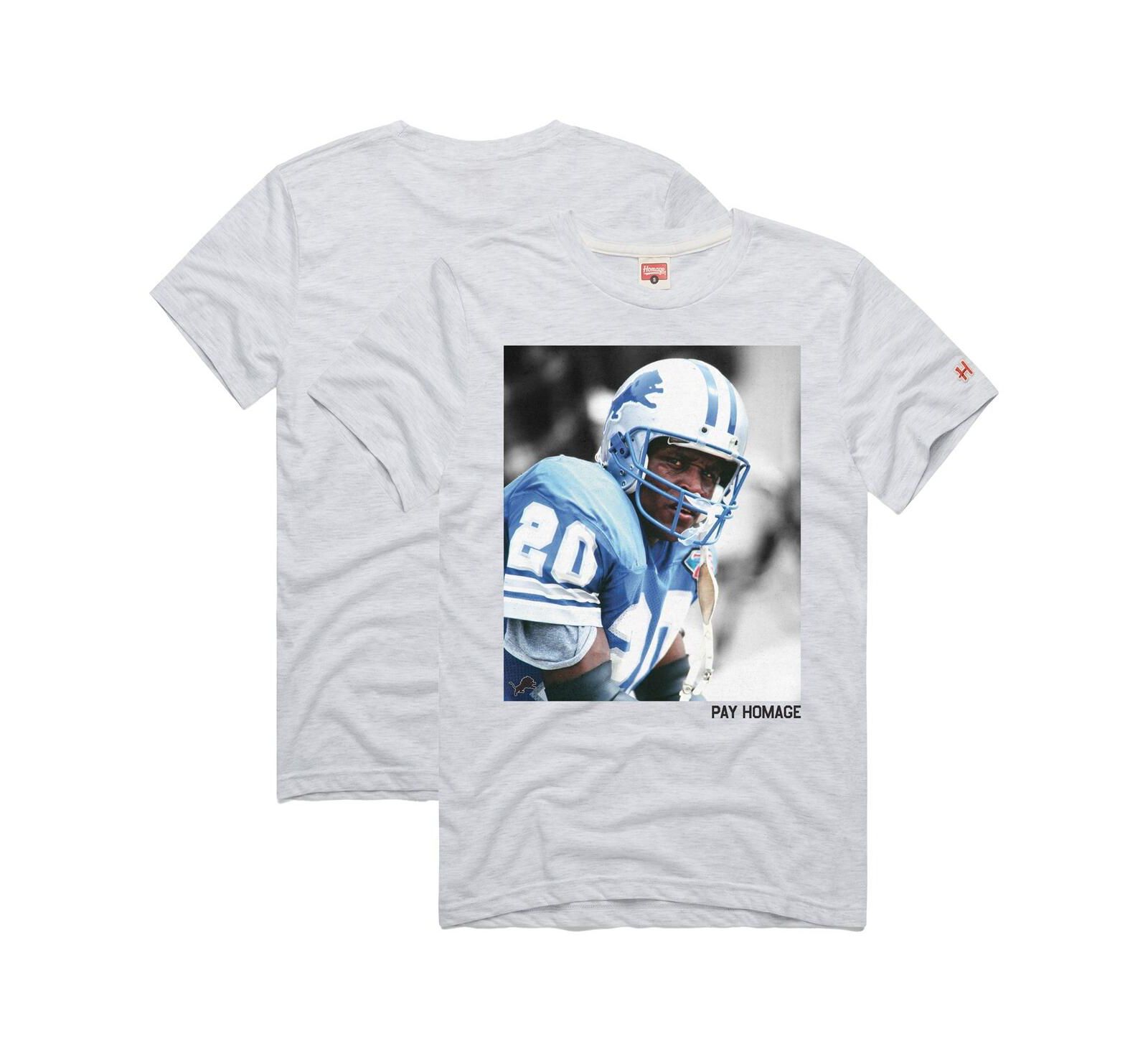Homage Men's and Women's Barry Sanders Ash Detroit Lions Pay Homage Tri-Blend T-Shirt