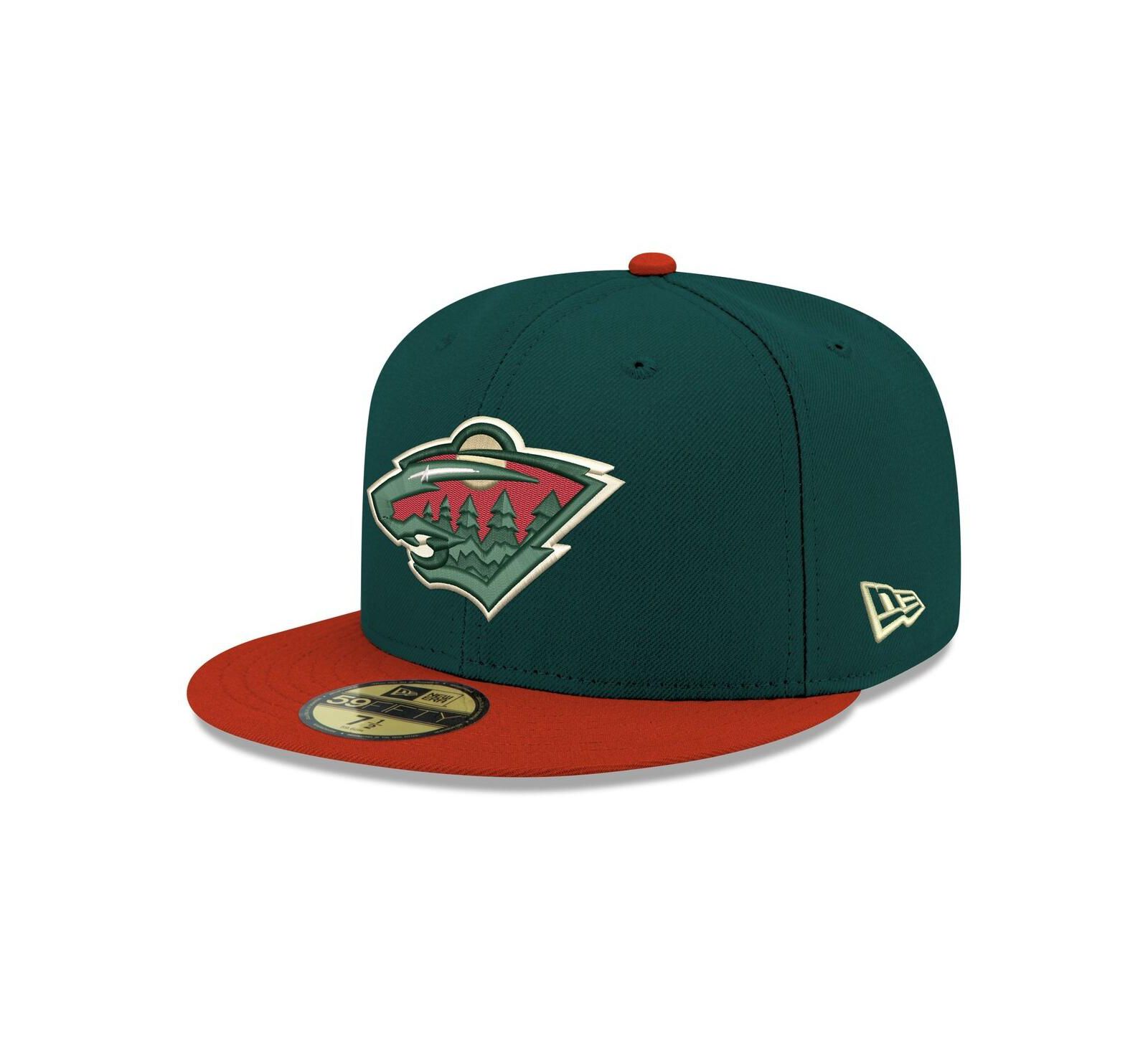 Мужская кепка New Era Green Minnesota Wild Core Logo Two-Tone 59FIFTY Fitted