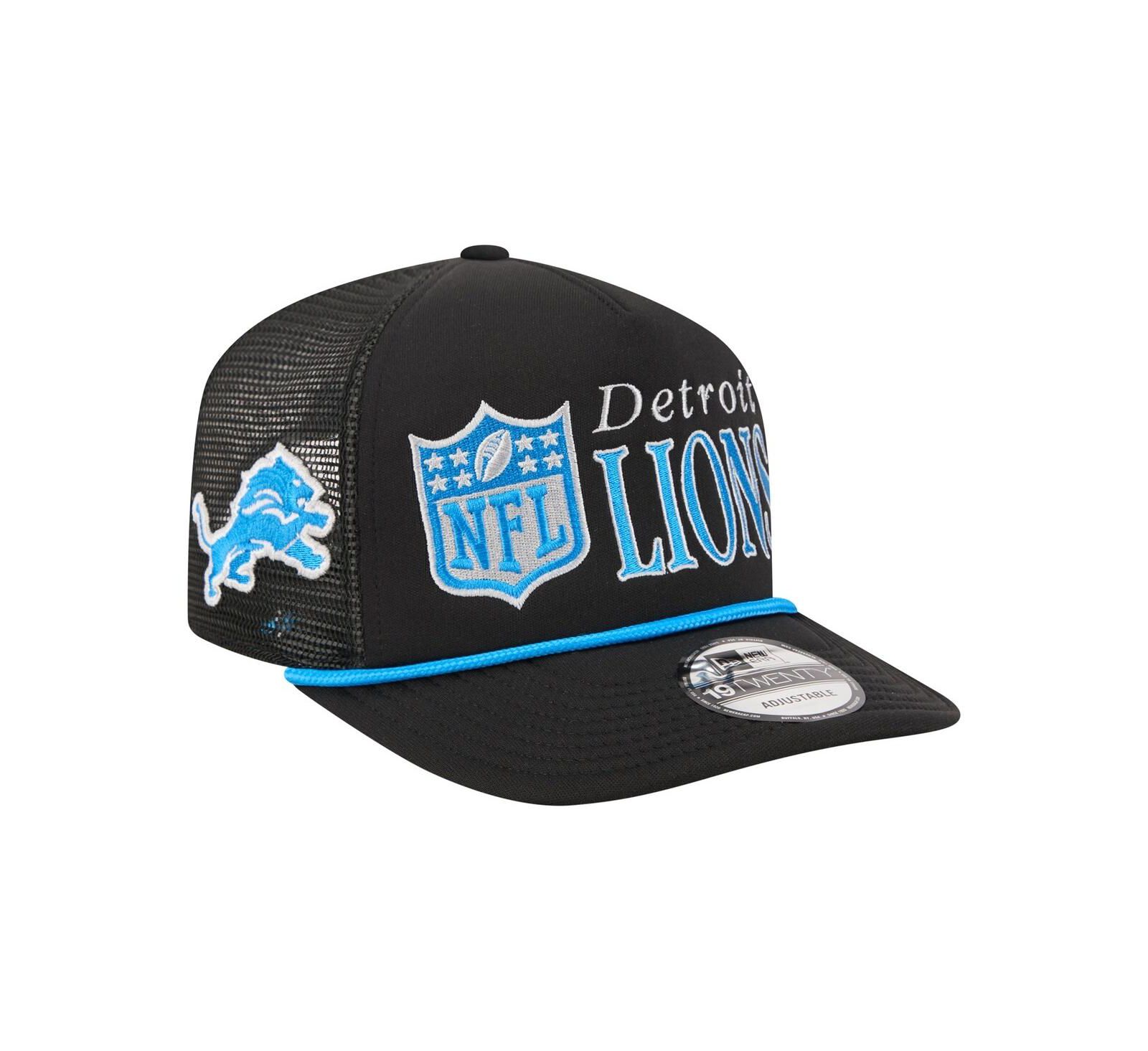 Регулируемая кепка New Era Men's Black Detroit Lions Throwback Foam 19TWENTY