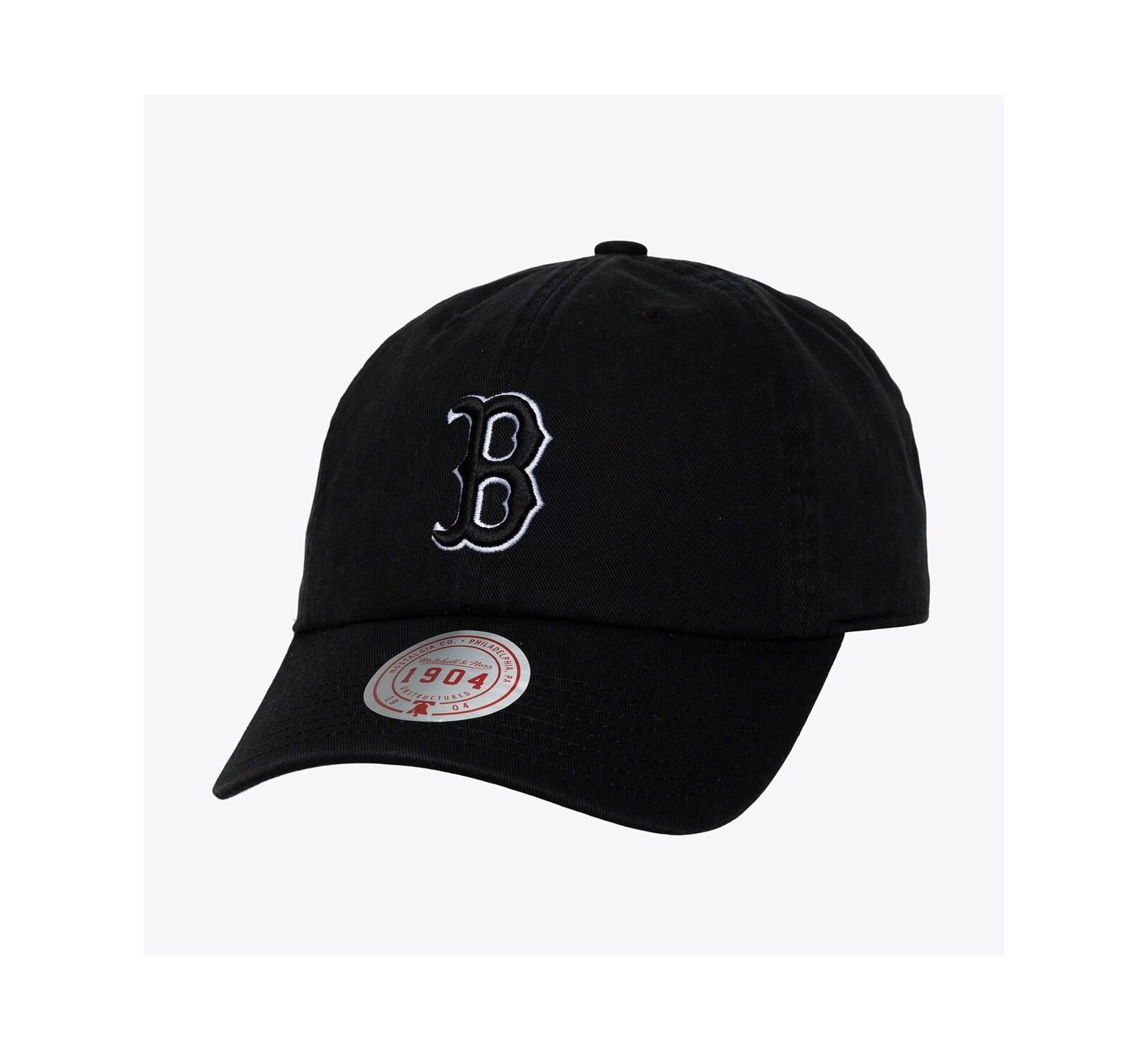 Мужская и женская кепка Mitchell & Ness Black White Boston Red Sox 1904 Strapback Adjustable