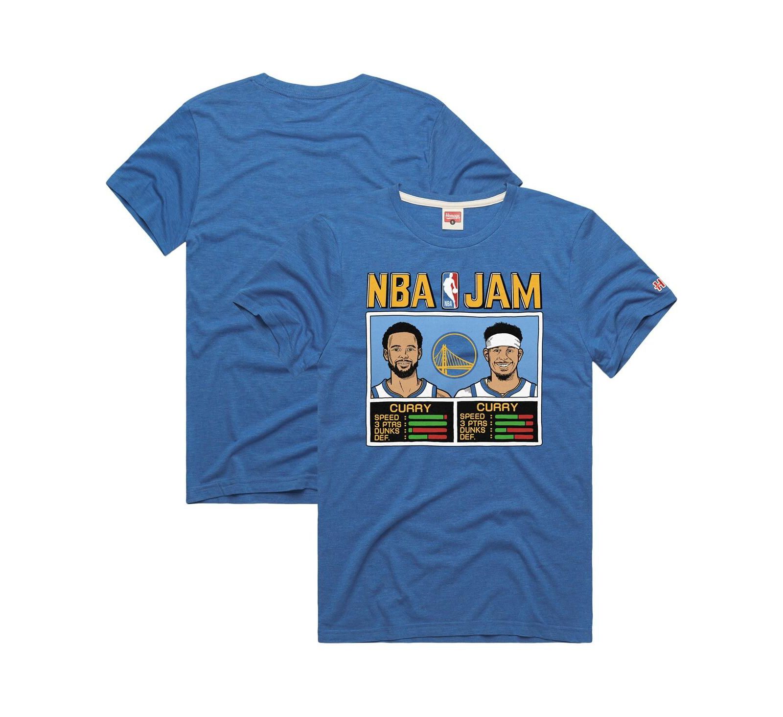 Мужская футболка Homage Stephen Curry Seth Curry Royal Golden State Warriors NBA Jam Tri-Blend