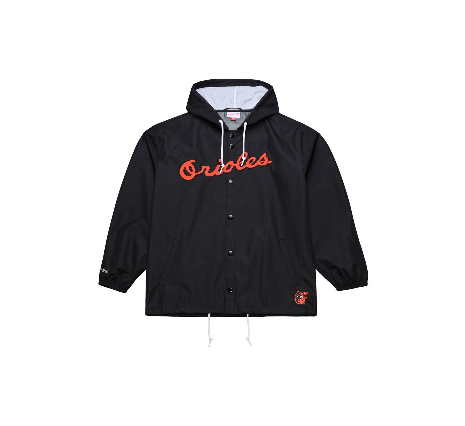Mitchell & Ness Men's Black Baltimore Orioles Full-Snap Hooded Coaches Jacket