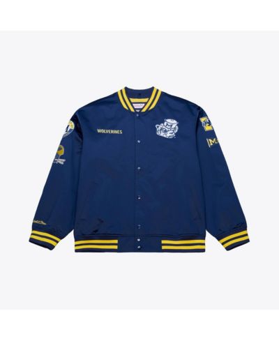 Мужская куртка Mitchell & Ness Navy Michigan Wolverines Double Clutch Lightweight Satin Full-Snap