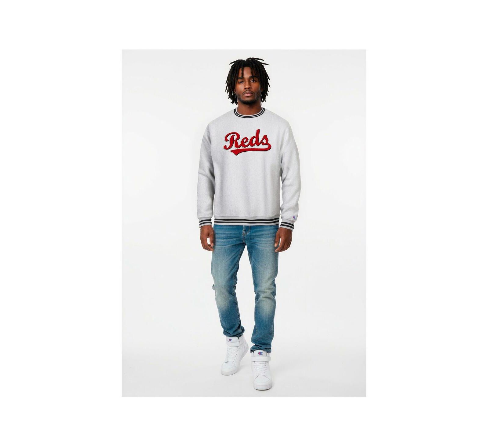 Мужской свитшот Champion Heather Gray Cincinnati Reds Reverse Weave