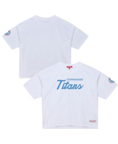 Женская укороченная футболка Mitchell & Ness White Tennessee Titans Head Coach