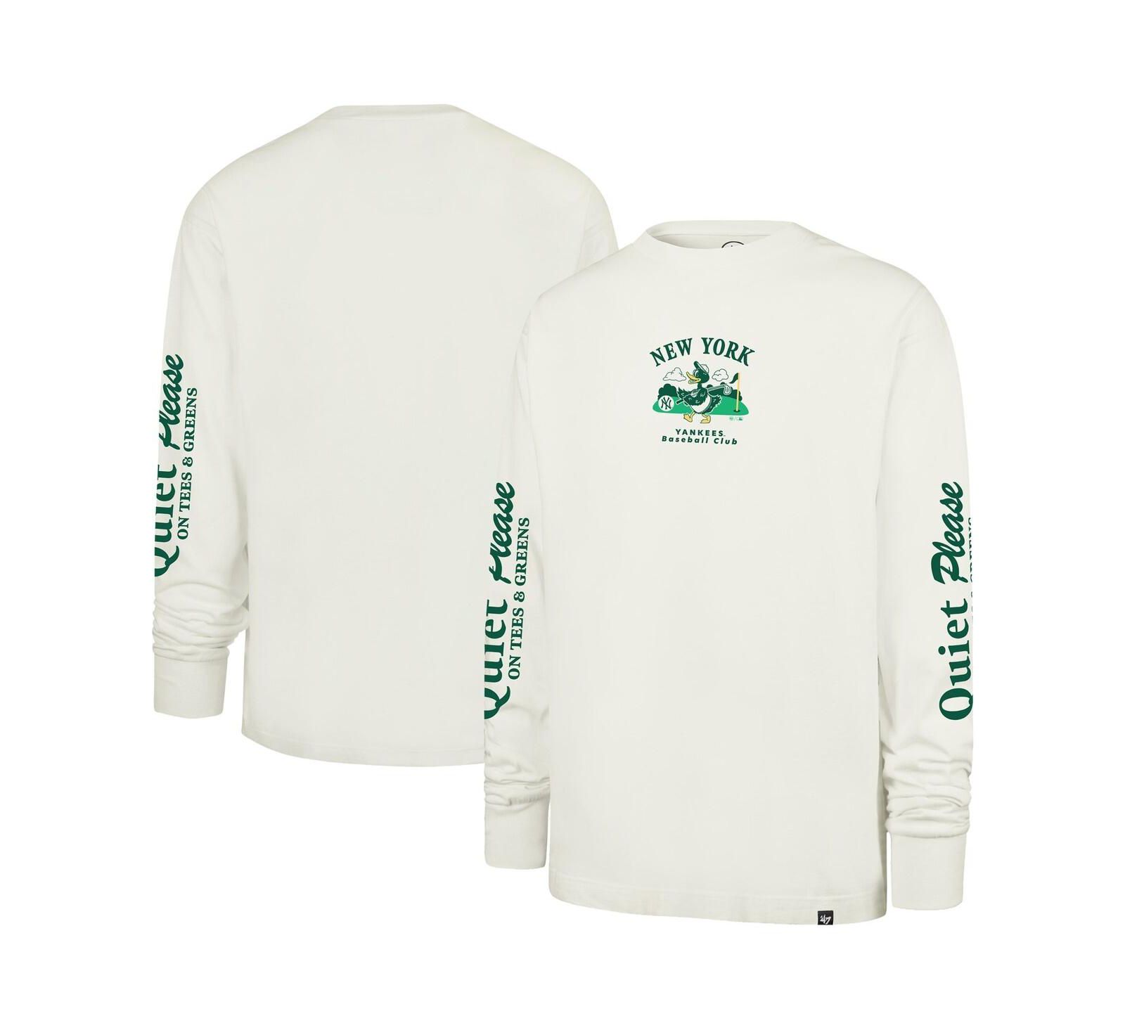 Мужская футболка '47 Brand New York Yankees Quiet Please Foundation с длинным рукавом, кремовая