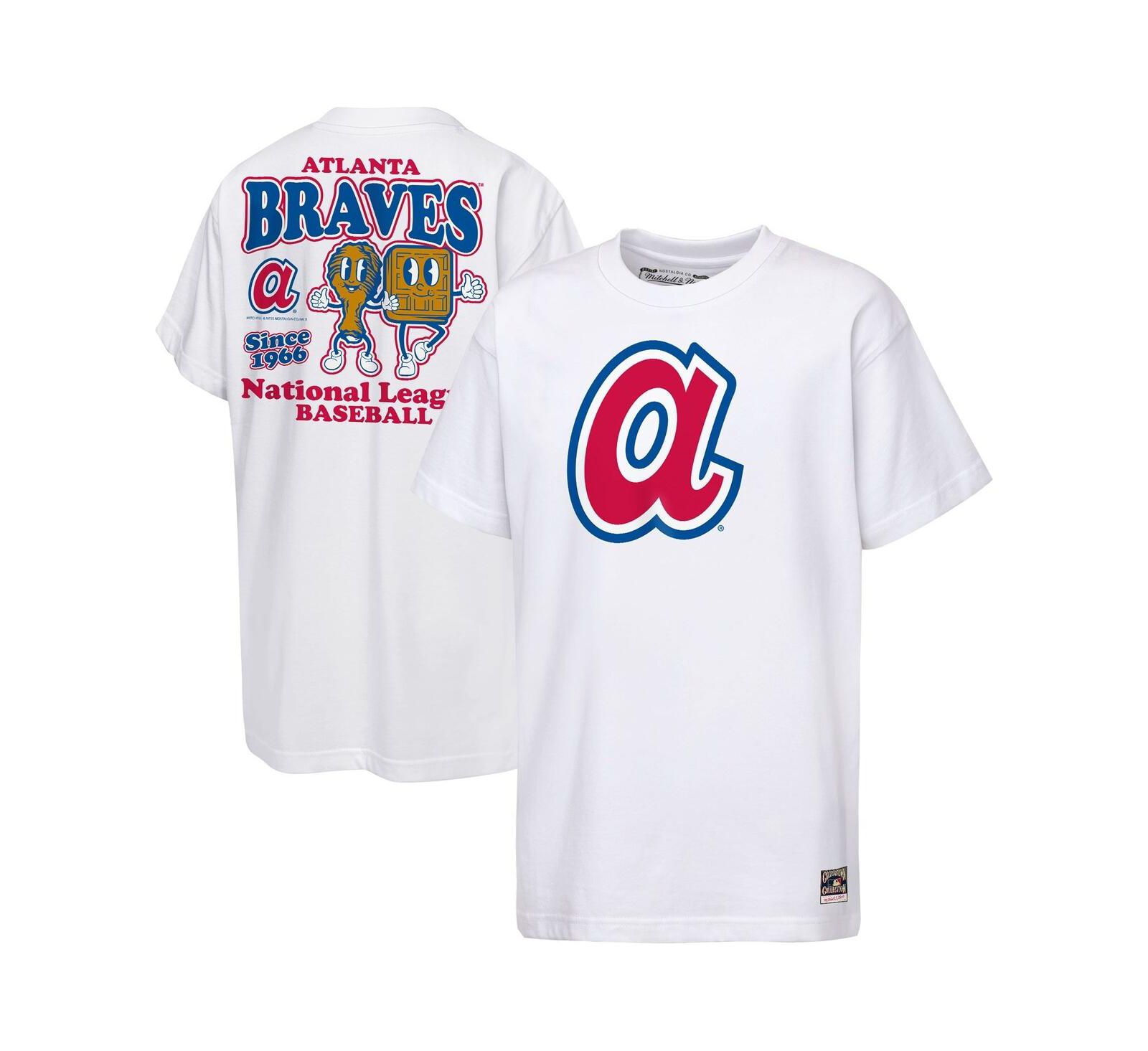 Футболка Mitchell & Ness White Atlanta Braves Cooperstown Concession для мальчиков и девочек