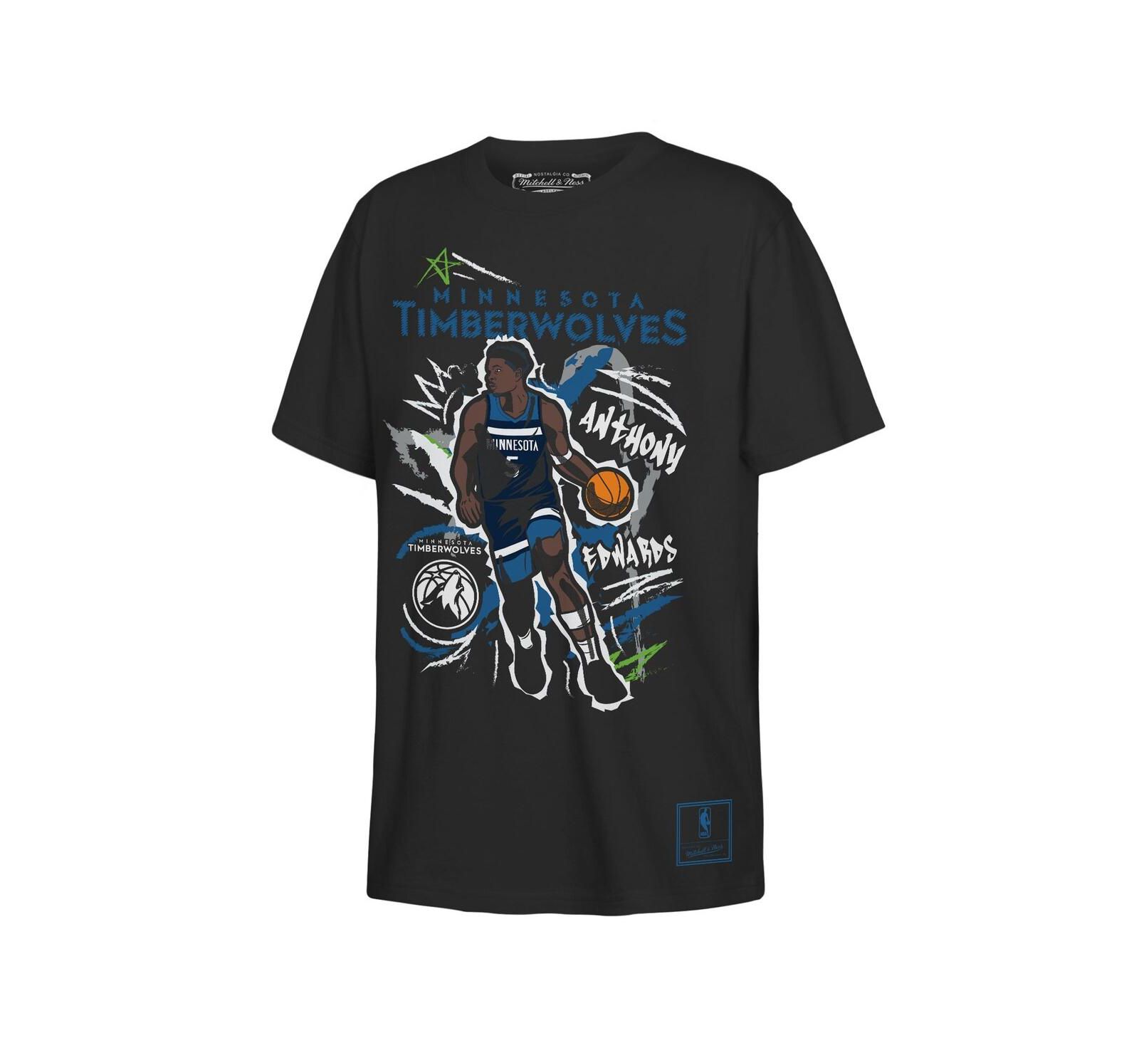 Детская футболка Mitchell & Ness Anthony Edwards Black Minnesota Timberwolves Chalked Up Player Name & Number