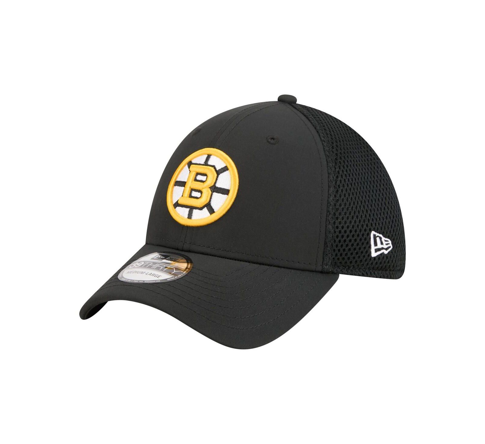 Мужская кепка New Era Black Boston Bruins Logo 39THIRTY Flex