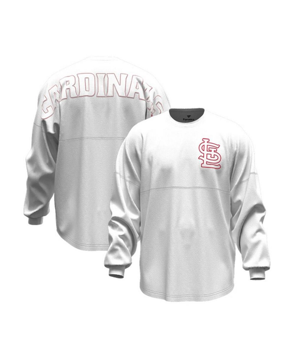 Женская белая футболка Fanatics St. Louis Cardinals Baseball Stitch Spirit с длинным рукавом